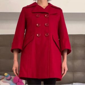 MODA International Red Pea Coat Size Small